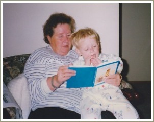 toddler books, boy reading with grandma