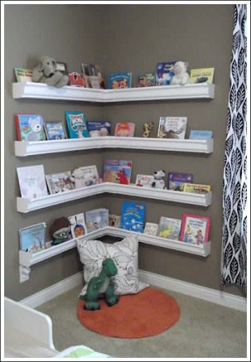 wall book shelves kids